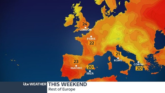 Parts of the UK are set to be warmer than Madrid, Ibiza, Rome and Corfu.