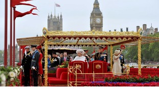 Queen Elizabeth II and Duke of Edinburgh onboard the Spirit of Chartwell during the Diamond Jubilee Pageant 