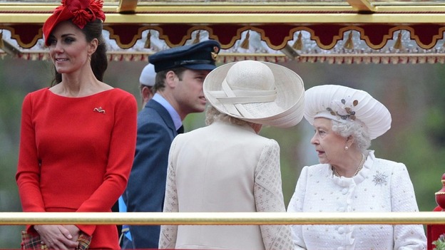 Duches of Cambridge, Duke of Cambridge, Duchess of Cornwall and The Queen
