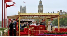 Queen Elizabeth II and Duke of Edinburgh onboard the Spirit of Chartwell during the Diamond Jubilee Pageant.
