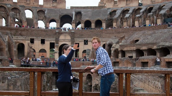 Prince Harry receives a guided tour of the Colosseum