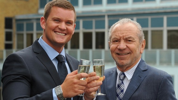 Lord Sugar congratulates Ricky Martin (left), the winner of the BBC television programme The Apprentice,