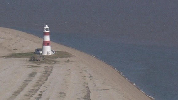 Orfordness lighthouse is under threat from the sea