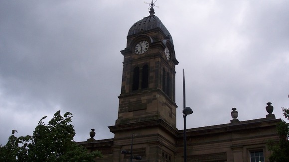 Grey skies over the Guildhall in Derby