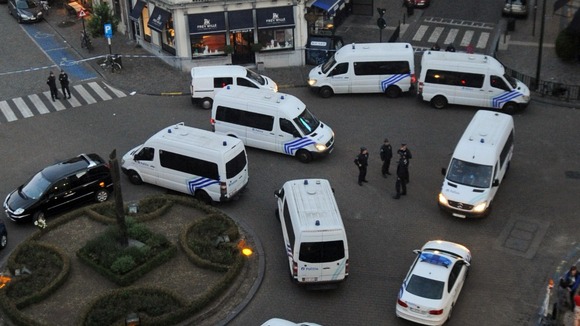 Police cars at the scene of the shooting.