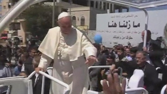 Pope Francis then headed to Bethlehem's Manger Square to conduct an open-air Mass.