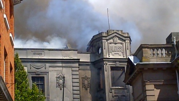 Smoke rises above Fakenham Market Place