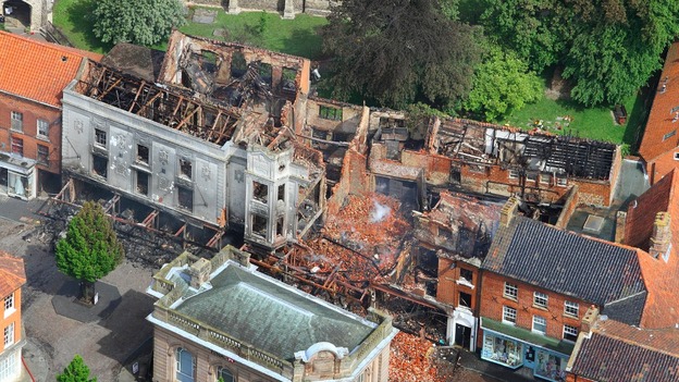 Aerial shot shows how fire consumed buildings