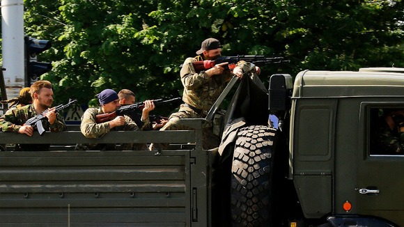 Pro-Russian militants in Donetsk.