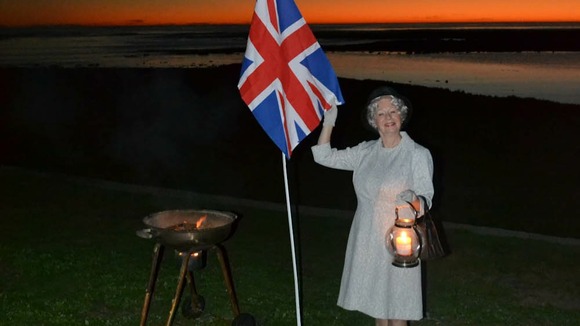 Lynn Moss dressed as Queen Elizabeth ll in Cape Town