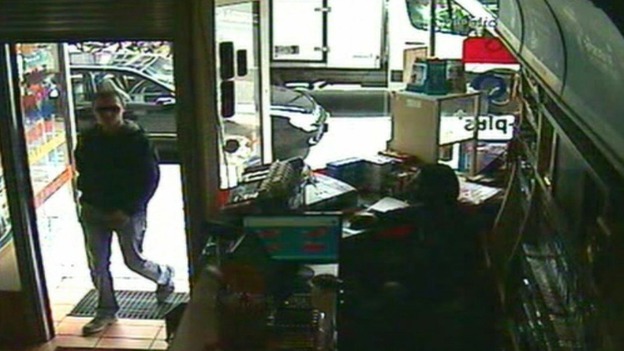 This CCTV image shows Luka Rocco Magnotta entering the Internet cafe in Berlin, Germany before his arres