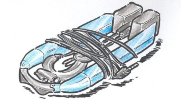 A design of the 'augmented reality headset' which could be folded for travel.
