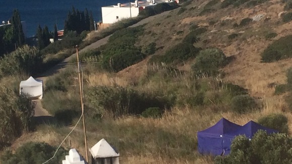 The scene today at waste land in Praia da Luz where British police are investigating the disappearance of Madeleine McCann.