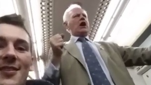 The rail passenger mid-song, going from Victoria station in London to Ashford International in Kent on Friday