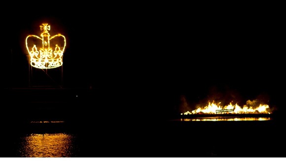 A fiery crown in the night sky at Holme Pierrepoint in Nottingham