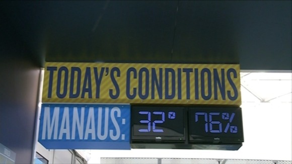 It's 32 degrees and 76% humidity in Brazil - and in London's 'Condition Zone' football venue.