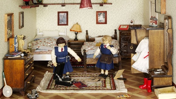 This dolls' house was designed in the style of the 1940s in England by Roma Hopkinson.