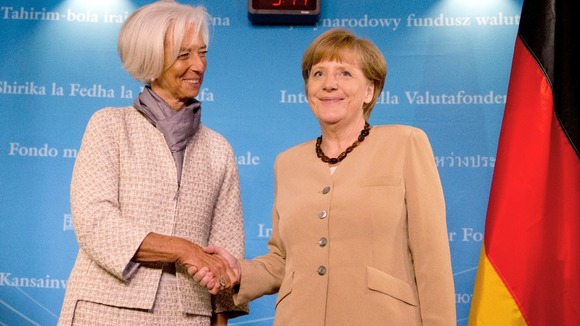 Christine Lagarde, left, with German Chancellor Angela Merkel.