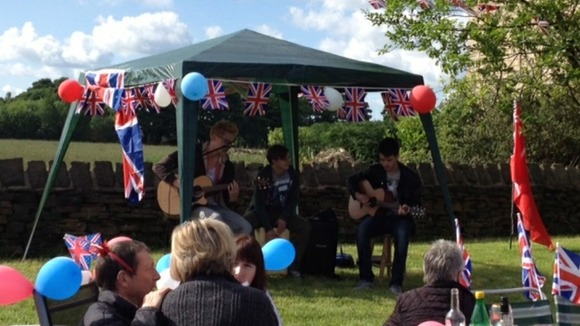 Live music at Kiln Field, Bromely Cross, Bolton enjoy the sun at a field party