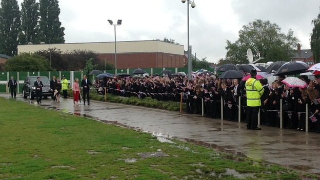 Prince William arrives at Goole High School