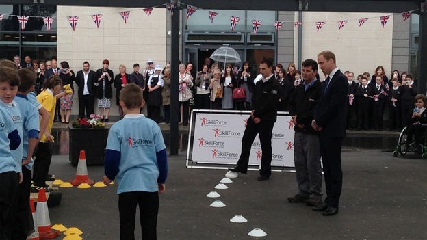The Duke watches children take part in the SkillForce challenge