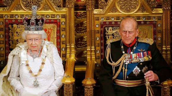 Queen Elizabeth II and the Duke of Edinburgh at the House of Lords.