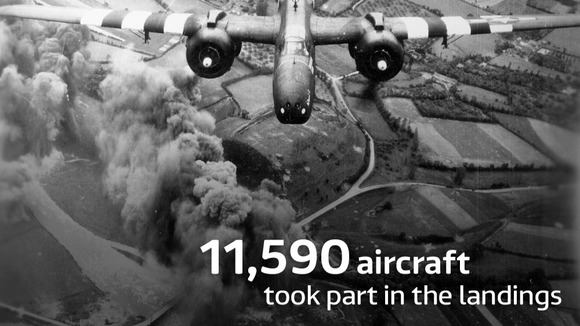 An A-20 from the 416th Bomb Group making a bomb run on D-Day.