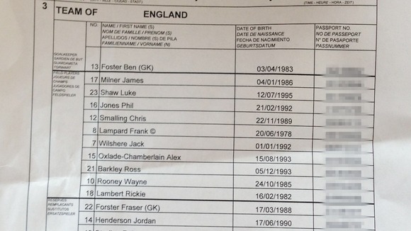 The teamsheet - an unblurred version of which has been widely spread on social media.