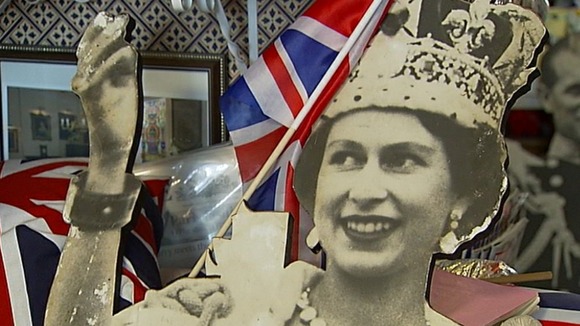 A cardboard cut-out of the Queen.