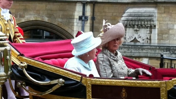 The Queen with The Duchess of Cornwall making their way to Buckingham Palace