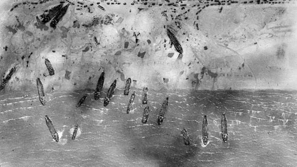Image taken on June 6, 1944, of Sword Beach as the D-Day landings happened.