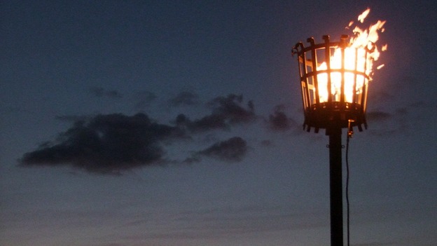 The Jubilee Beacon at the top of Helsby Hill.