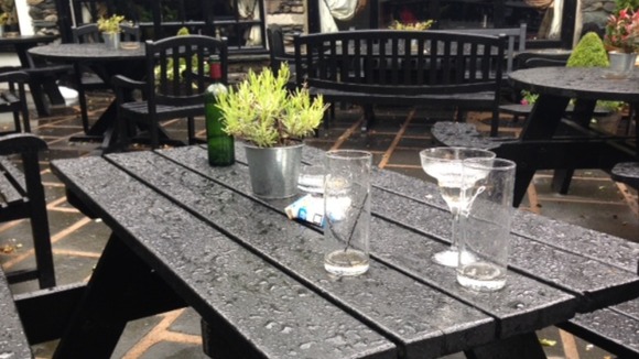 Customers fled the beer garden as the fire took hold.