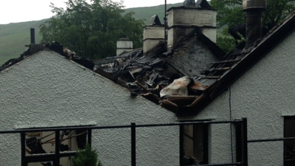 The roof of the building has been badly damaged.