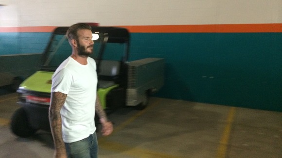 David Beckham was pictured arriving for the game at Miami.