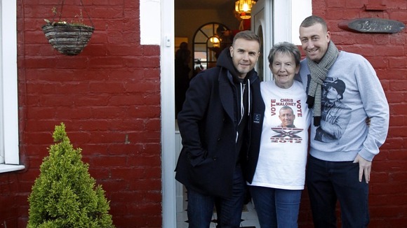 Christopher Maloney with Gary Barlow and his Nanny Pat in Norris Green, Liverpool.