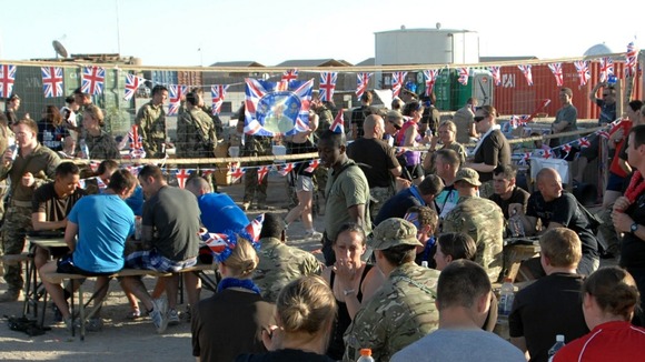 A 'Jubilee Big Lunch' was organised in Camp Bastion where British troops are based
