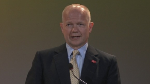 Foreign Secretary William Hague at the Time To Act summit in London.