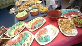 A spread of food at an Ebbw Vale street party
