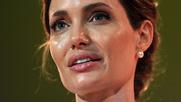 UN special envoy Angelina Jolie makes her opening speech at the four-day Global Summit to End Sexual Violence in Conflict