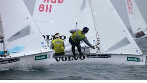 Hannah Mills and Saskia Clark race in Weymouth bay