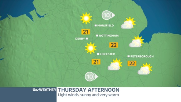 EAST MIDLANDS: Thursday afternoon