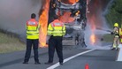 The double-decker bus was completely alight.