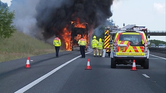 Three fire engines were at the scene.