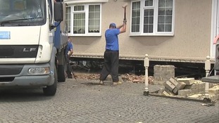The demolition team moved in at 9am.