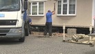 The demolition team moved in at 9am.