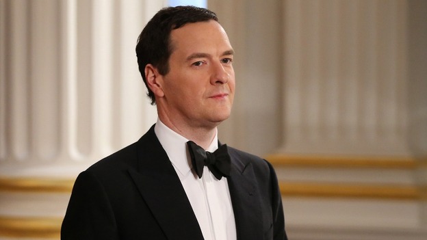 George Osborne pictured tonight at Mansion House.