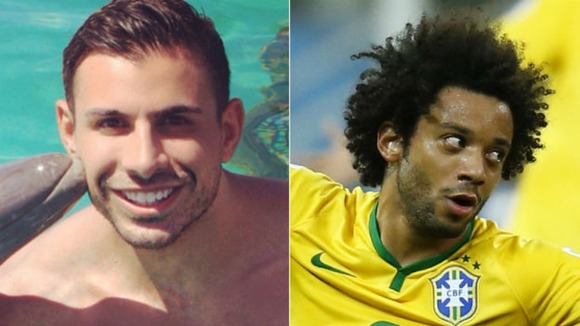 London-based model Marcello Ferri, left, received Twitter abuse meant for Brazilian left-back Marcelo Vieira.