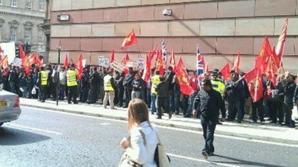 Protesters near Bank station earlier.
