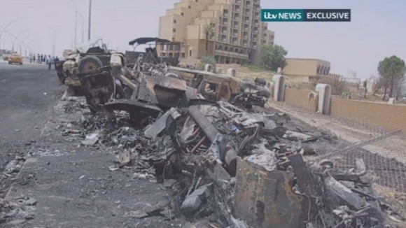 The scene in central Mosul where ISIS fighters took control of the city earlier this week.